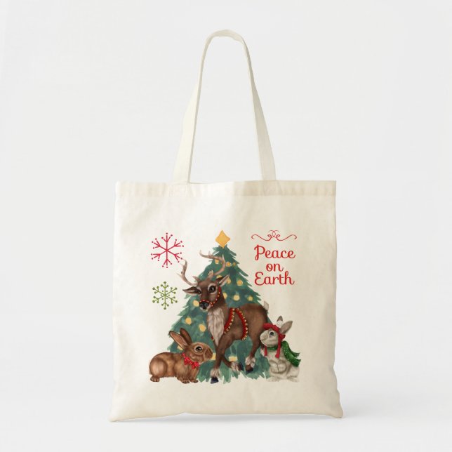 Tote Bag Fourre-tout de Noël avec Boiseries (Devant)