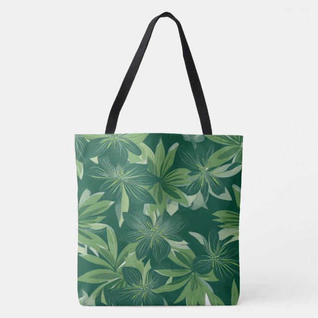 Tote Bag Fourre-tout entièrement imprimée à feuilles végéta (Devant)