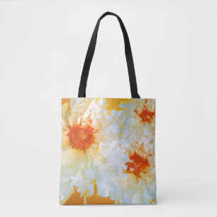 Tote Bag Fourre-tout Fleurs Blanc Orange Cubist