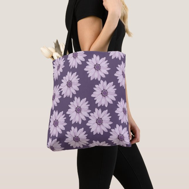 Tote Bag Fourre-tout florale de printemps - élégant et fonc (De près)