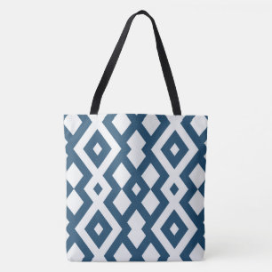 Tote Bag Fourre-tout géométrique du concepteur bleu/blanc