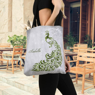 Tote Bag Fourre-tout personnalisée Green Peacock