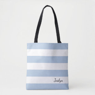 Tote Bag Fourre-tout rayé de bleu de poudre et blanc