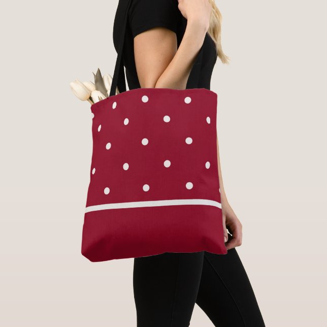 Tote Bag Fourre-tout rouge avec points de crème - Parfait p (De près)