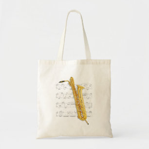 Tote Bag Fourre-tout - saxophone bas et musique de feuille