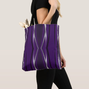 Tote Bag Fourre-tout tout-en-un - Purple Silver Retro