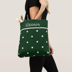 Tote Bag Fourre-tout verte avec points de crème - Parfait p