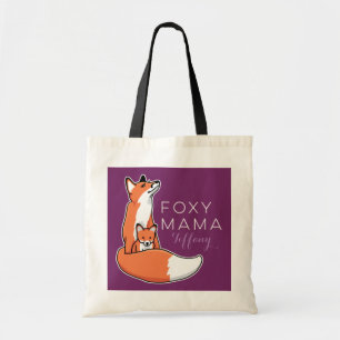 Tote Bag Foxy Mama Red Fox with Pup, Personalized