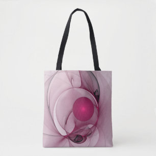 Tote Bag Fractale balançante, Art Abstrait Moderne Rose Ber