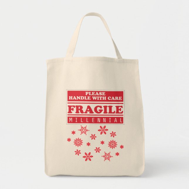 Tote Bag Fragile Millennial, Manipulez Avec Soin Les Flamme (Devant)