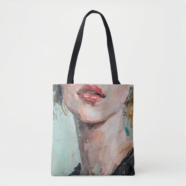 Tote Bag Fragment de peinture artistique. Portrait d'une fi (Devant)