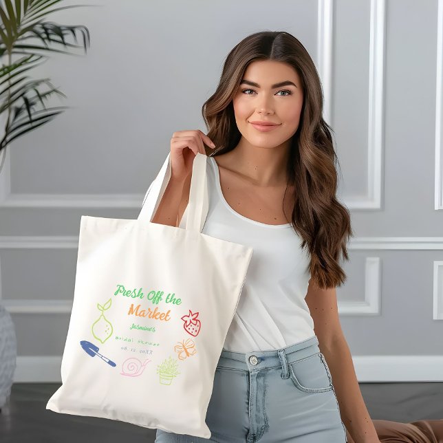 Tote Bag Fraîche Hors Du Marché Douche Nuptiale Tirée À La  (Créateur téléchargé)
