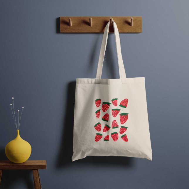 Tote Bag Fraises d'été bio - rouge et vert (Créateur téléchargé)