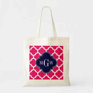 Tote Bag Framboise Wharo Marocain #5 Marine 3 Monogramme in