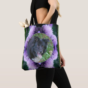 Tote Bag Frame violet Allium Flowers Créez votre propre pho