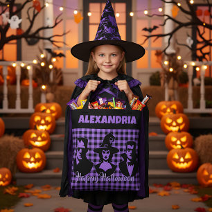 Tote Bag Frankenstein Sorcière Vampire Violet Carreaux