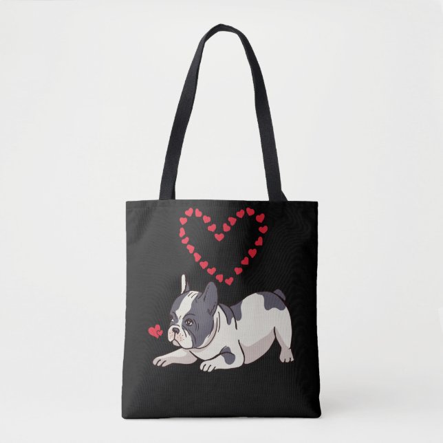 Tote Bag French Bulldog Mom Frenchie Love Chien Heart (Devant)
