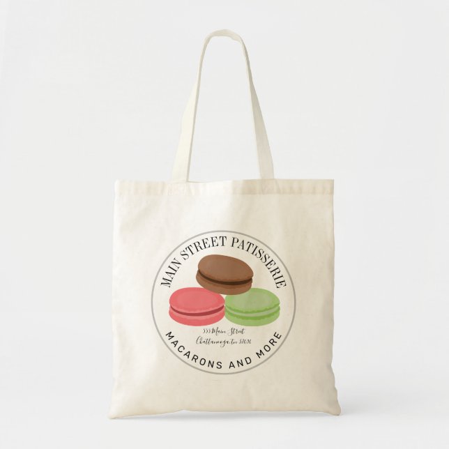 Tote Bag French Macarons Patisserie Adresse d'affaires (Devant)