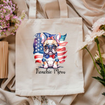 Frenchie Bulldog Mom Patriotic USA Flag 