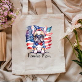 Tote Bag Frenchie Bulldog Mom Patriotic USA Flag