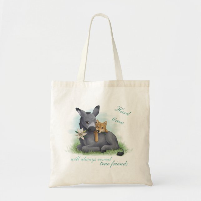 Tote Bag Friendship Shiba Inu & Donkey (Devant)