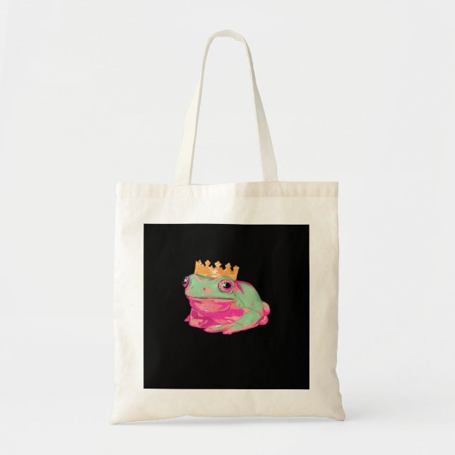 Tote Bag Frog King Funky Meme Classic Style (Devant)