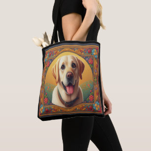 Tote Bag Frontière colorée du chien de trieur du Labrador f