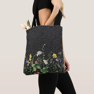 Tote Bag Frontière fleur sauvage Pois