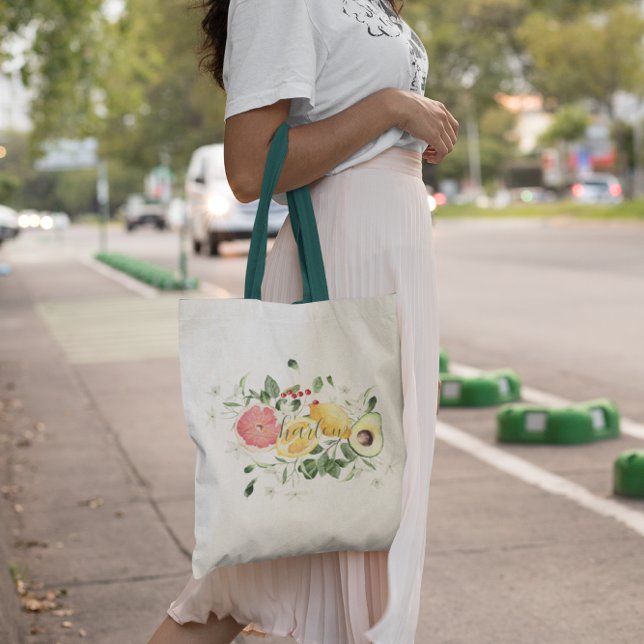 Tote Bag Fruit d'agrumes tropicaux | Monogramme (Créateur téléchargé)
