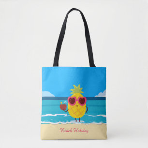 Tote Bag Fruit d'ananas sur la plage Vacances Cute coloré