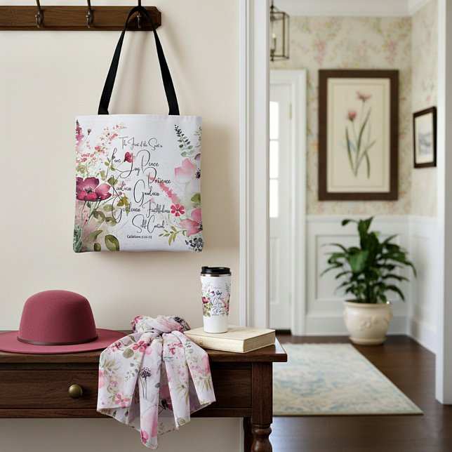 Tote Bag Fruit de l'Esprit rose floral (Créateur téléchargé)