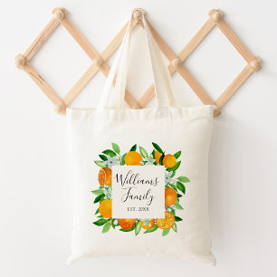 Tote Bag Fruits et fleurs orange floral botanique d'été