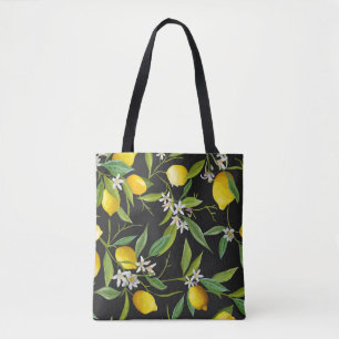 Tote Bag Fruits floraux citron Motif Vintage
