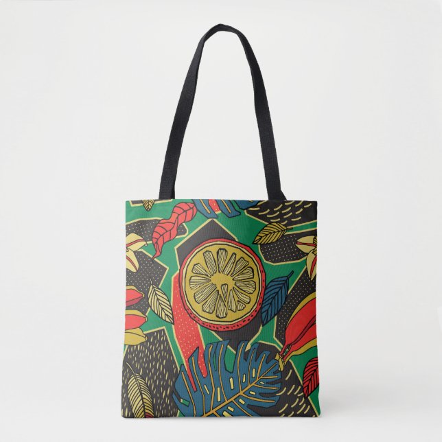 Tote Bag Fruits tropicaux, feuille, motifs floraux de gribo (Devant)