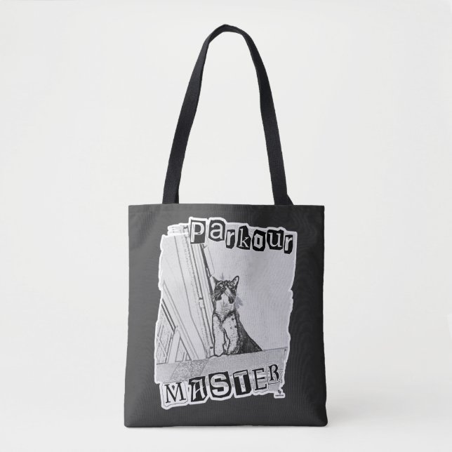 Tote Bag Fun Active Parkour Master Punk Kitty Design (Devant)
