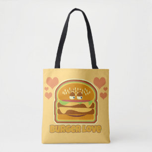Tote Bag Fun Cheeseburger Love Lunchtime Cartoon Moto