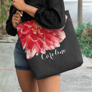 Tote Bag Fun Chic Peach Rose Rouge Dahlia Flower Photo