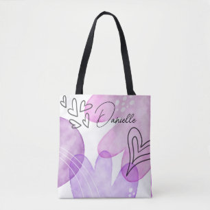 Tote Bag Fun Doodle Hearts et Fleurs Personnalisé Fourre-to