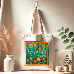 Tote Bag Fun Floral Réinventer Vous-Même Nom Inspirivity