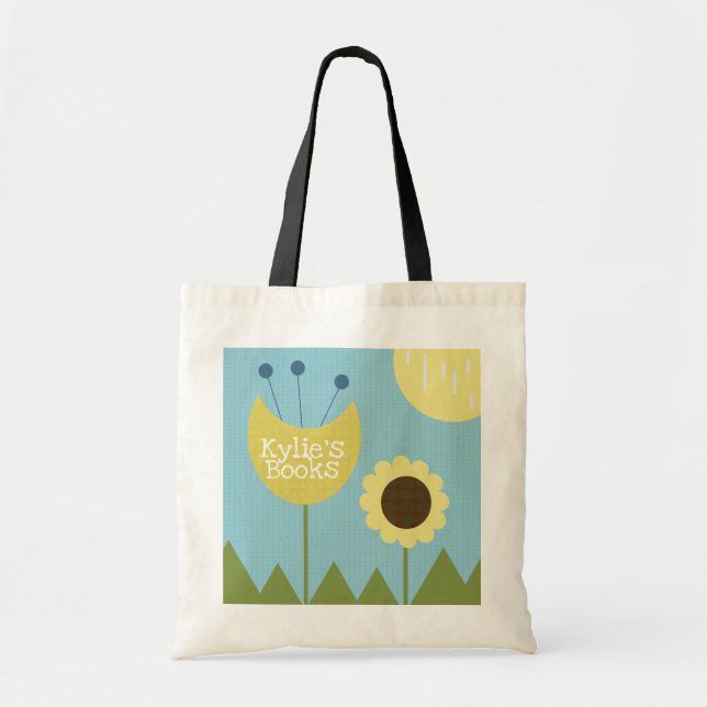 Tote Bag Fun Florals Geometrical Scenery Bibliothèque Livre (Devant)