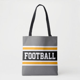 Tote Bag Fun FOOTBALL Athletic Gris Noir Jaune Stripes