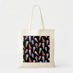 Tote Bag Fun Melty Summer Goth Crâne glace crème pastel noi