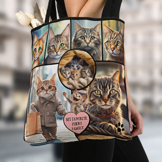 Tote Bag Fun Multi Photo Collage Cat Lover