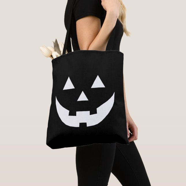 Tote Bag Fun noir Jack-o'-lantern visage citrouille Hallowe (De près)