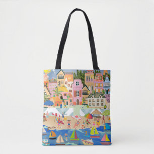 Tote Bag Fun Sunny Beach Town Happy Vacation Tourist