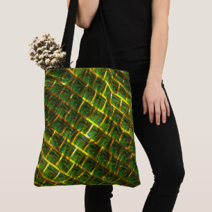 Tote Bag Fundo com imagem verde sob grade dourada ?