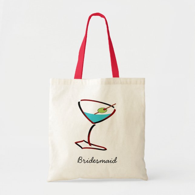 Tote Bag Funky martini rouge Bridesmaid Faveurs (Devant)