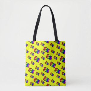 Tote Bag Funky Neon Rainbow Block Motif