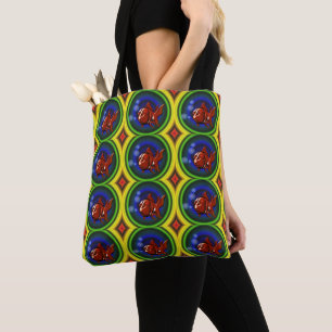Tote Bag Funky Red Goldfish Amusant Animal Art