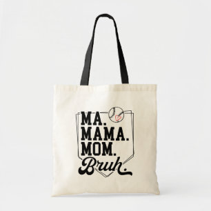 Tote Bag Funny Baseball Maman Bruh avec nom et numéro d'équ
